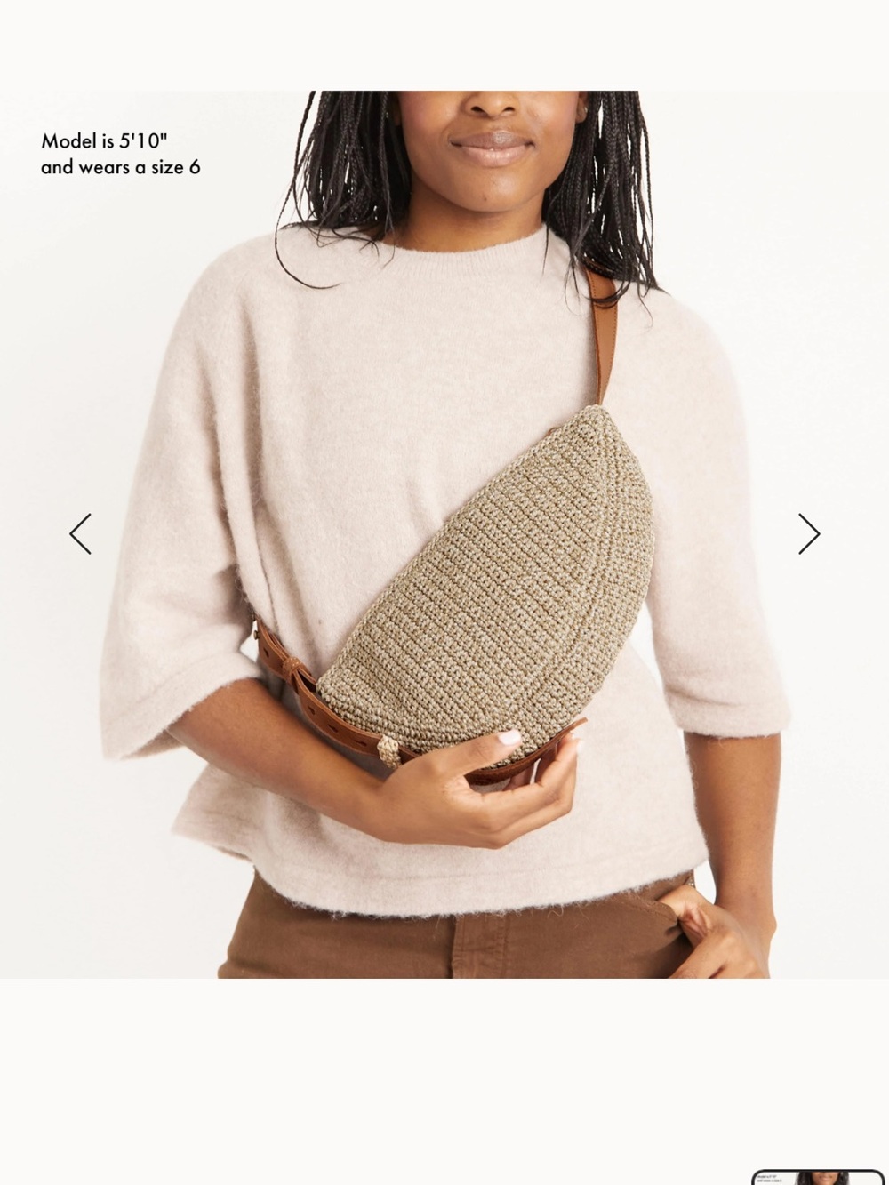 The Sak Woven Straw Sling with Brown Leather Strap - Picture 3 of 8